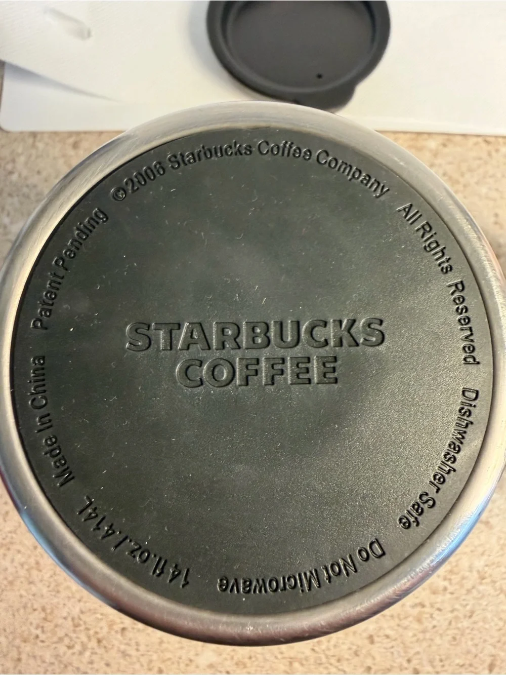 Two Starbucks Travel 14 Oz Mugs One Lid 2005/2006 Stainless Steel Bottoms